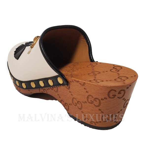 GUCCI SHOES ADIDAS X TREFOIL LEATHER HORSEBIT CLOG MULES sz 39 9 - Picture 8 of 16